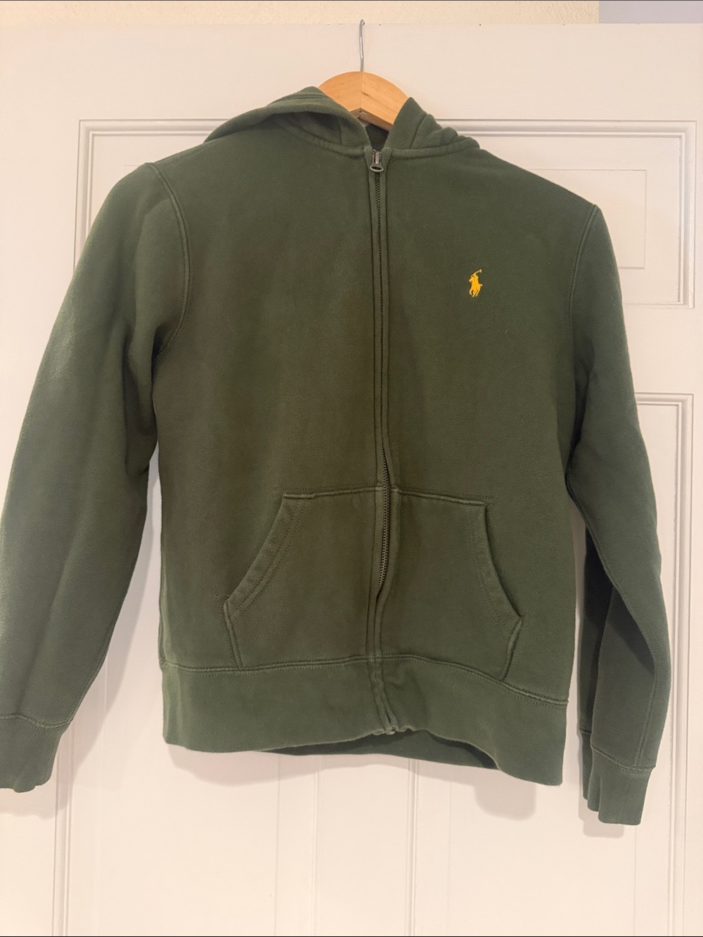 Polo by Ralph Lauren Olive Green Zip-Up Hoodie with Yellow Pony